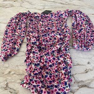 Parisian Works Colorful Textured Dress with Vibrant Pink Blue and White